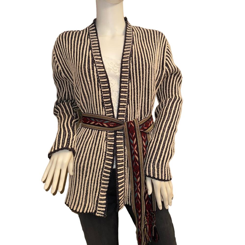 The Korner Blue and White Striped Cardigan Sweater Size Small/Medium